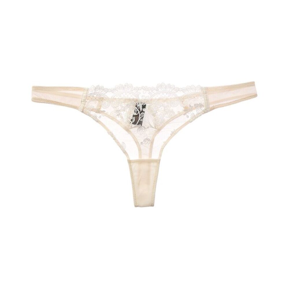 Kiki De Montparnasse Womens Juliette Silk-Trim Thong, White
